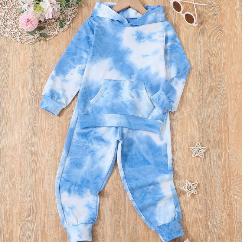 2ks Chlapci Děti Móda Casual Tie Dye Hoodie Kalhoty Set