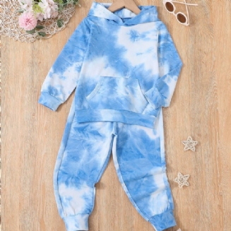 2ks Chlapci Děti Móda Casual Tie Dye Hoodie Kalhoty Set