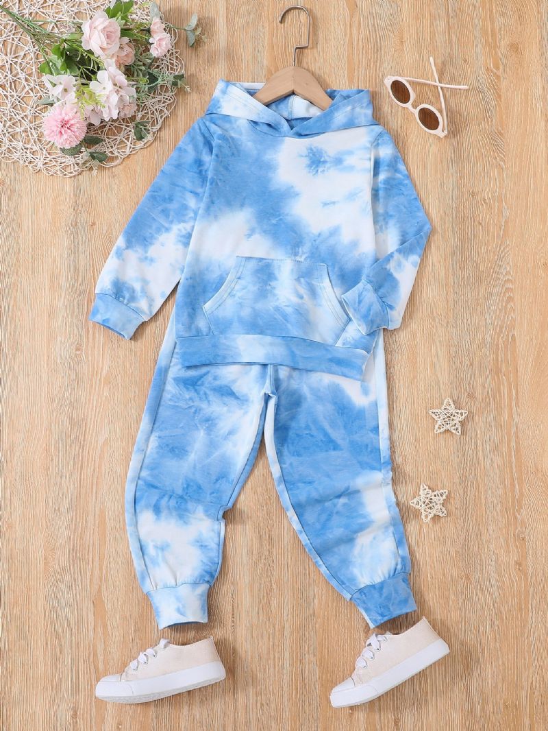 2ks Chlapci Děti Móda Casual Tie Dye Hoodie Kalhoty Set