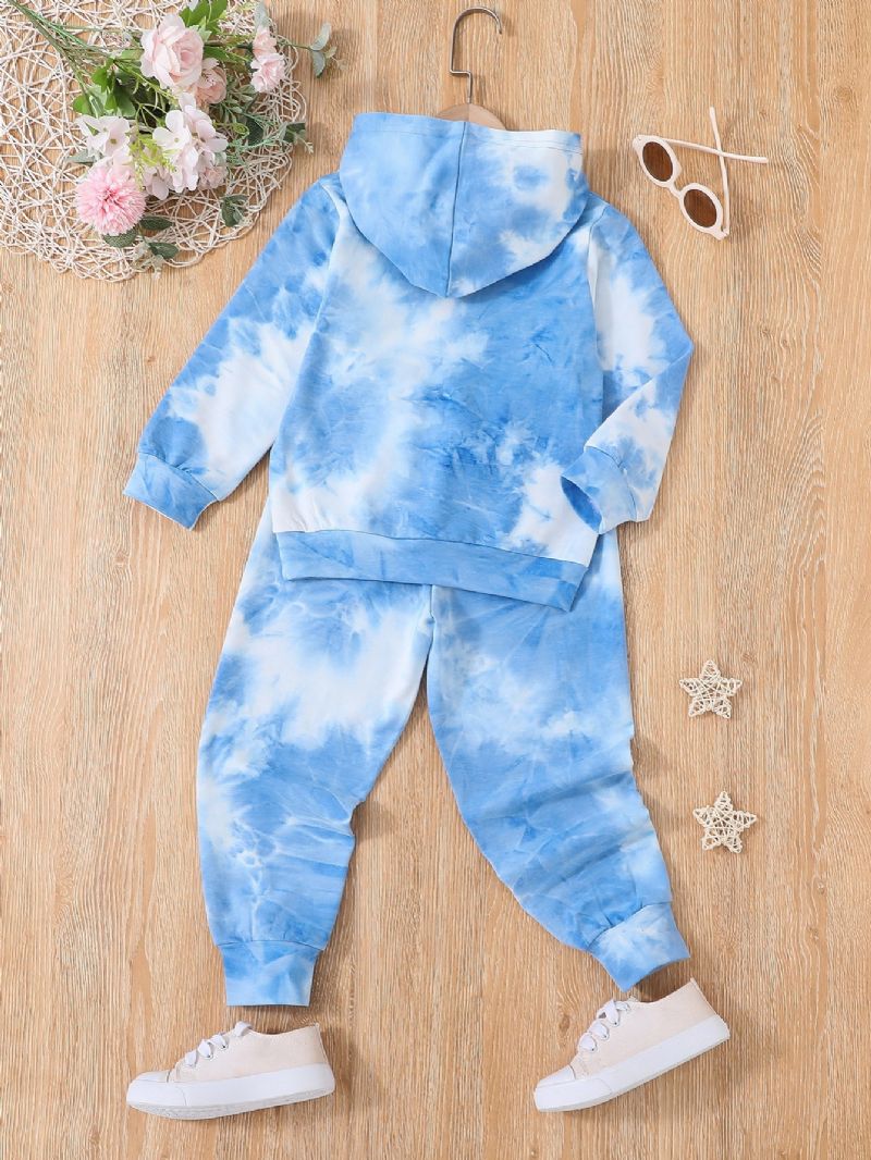 2ks Chlapci Děti Móda Casual Tie Dye Hoodie Kalhoty Set