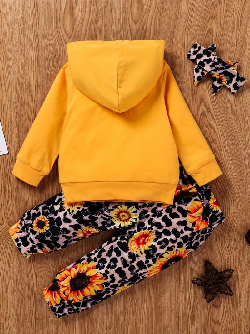 2ks Dívčí Mikina S Kapucí Sunflower Leopard Print