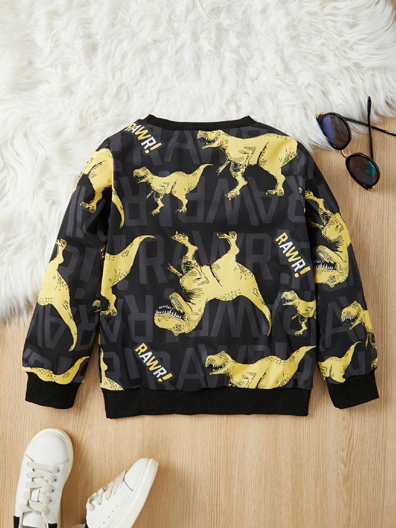 Chlapecká Ležérní Mikina S Kresleným Dinosaurem Letter Print Pullover Na Zimu