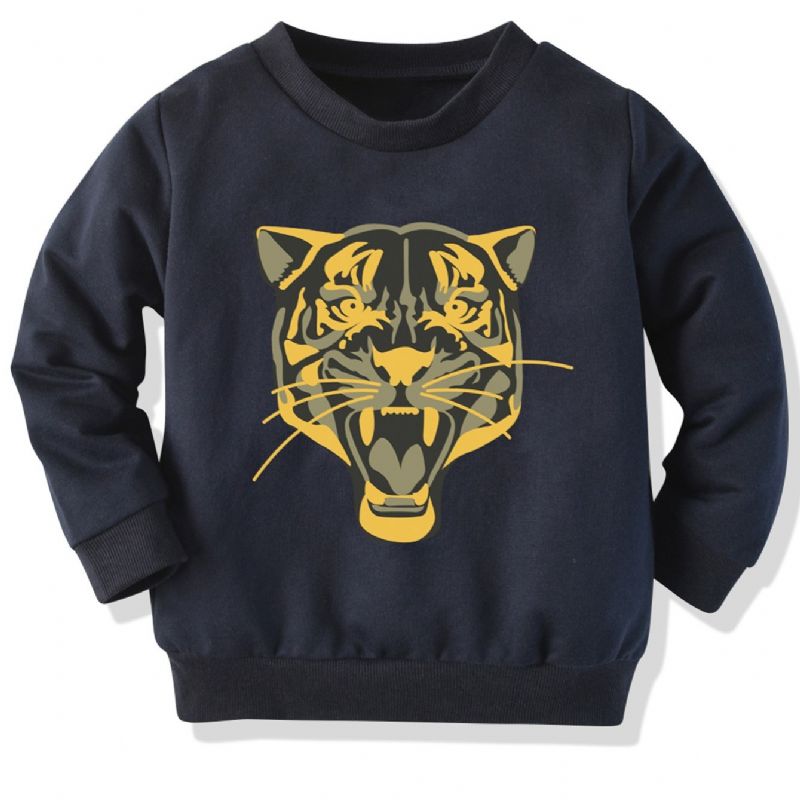 Chlapecká Ležérní Módní Mikina Kreslená Crew Neck Pullover