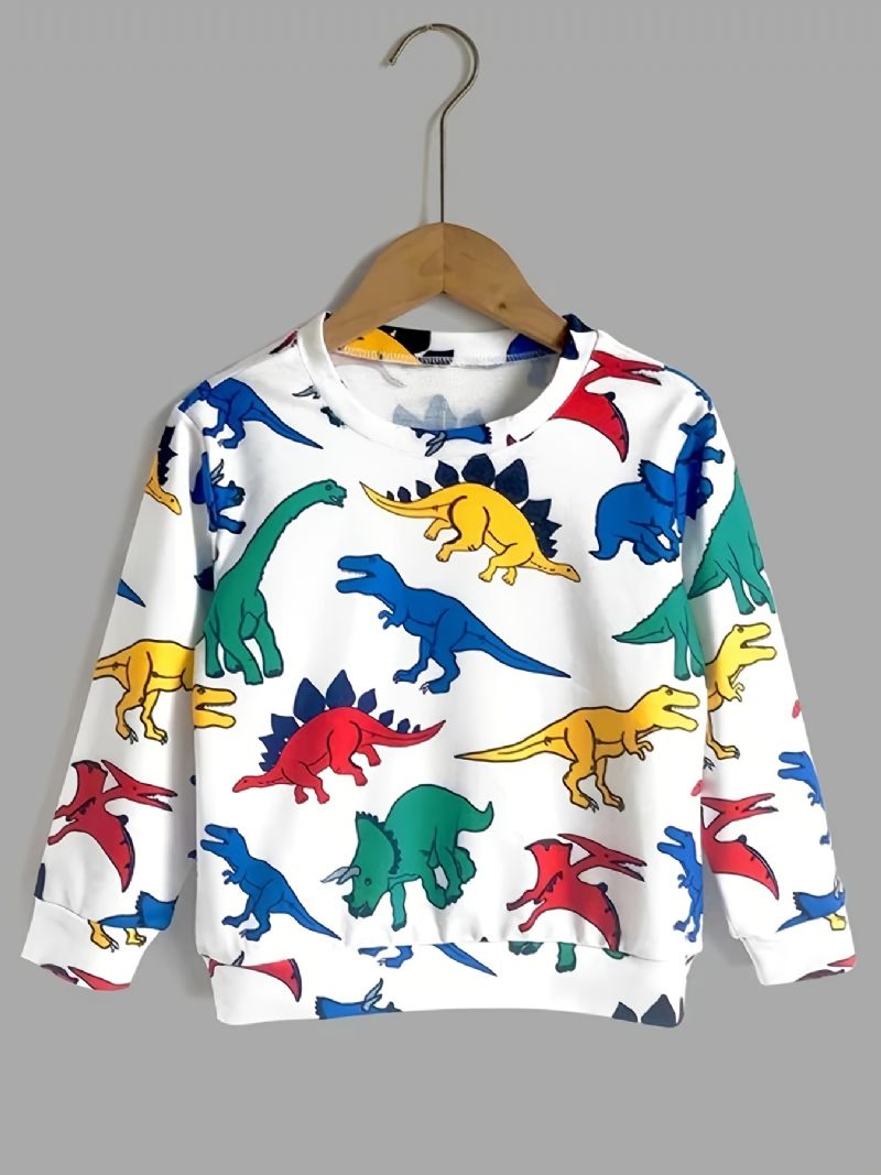 Chlapecká Roztomilá Ležérní Kreslená Mikina Svetr S Potiskem Dinosaura Crew Neck Dlouhý Rukáv Topy Na Zimu