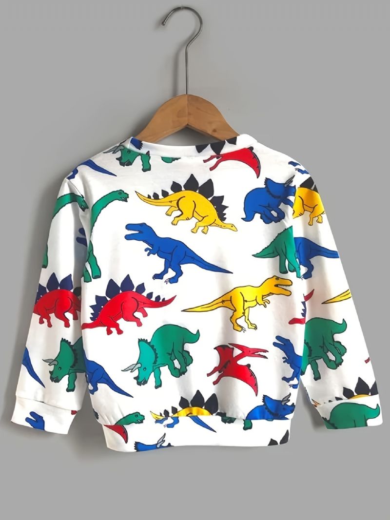 Chlapecká Roztomilá Ležérní Kreslená Mikina Svetr S Potiskem Dinosaura Crew Neck Dlouhý Rukáv Topy Na Zimu