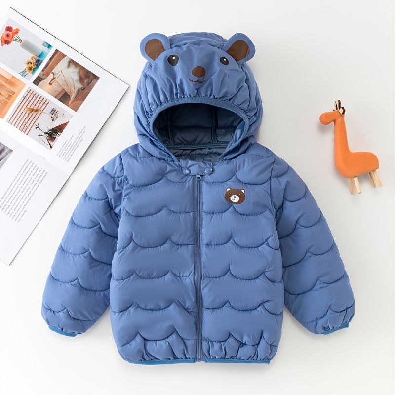 Chlapecký Zateplený Kabátek S Kapucí A Kresleným Medvědím Designem Na Podzim A Zimu Nové