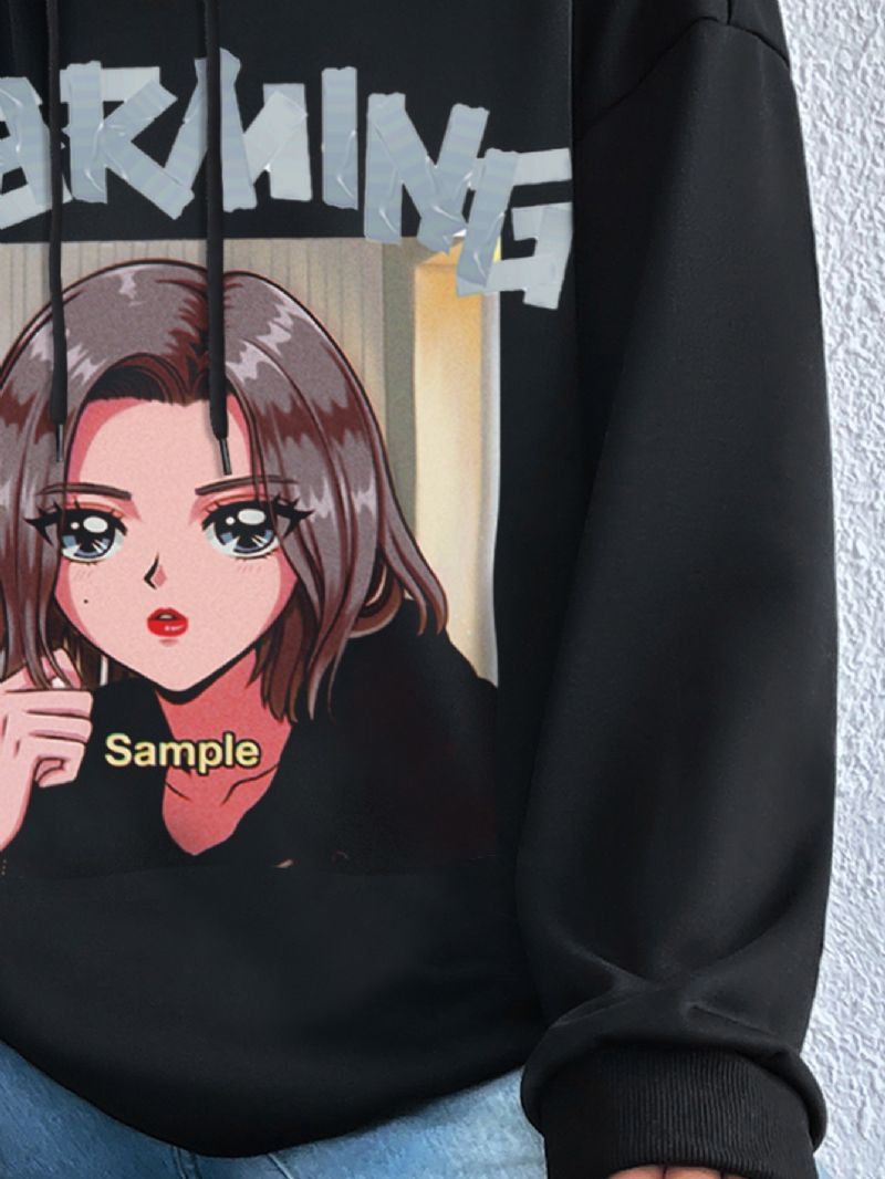 Dámská Mikina Pro Volný Čas S Kapucí Anime Dívky Print Móda Volná