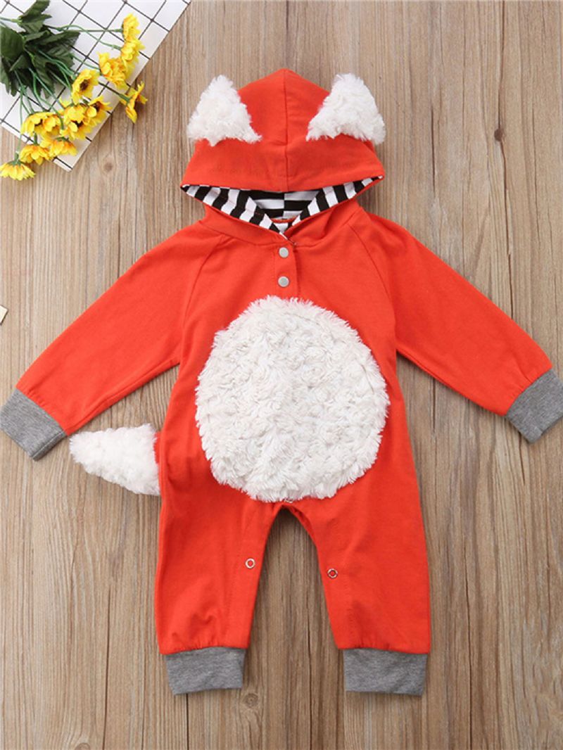 Dívky & Chlapci 3d Cartoon Animal Fox Roztomilá Kombinéza Mikina Romper Playsuit Onesies