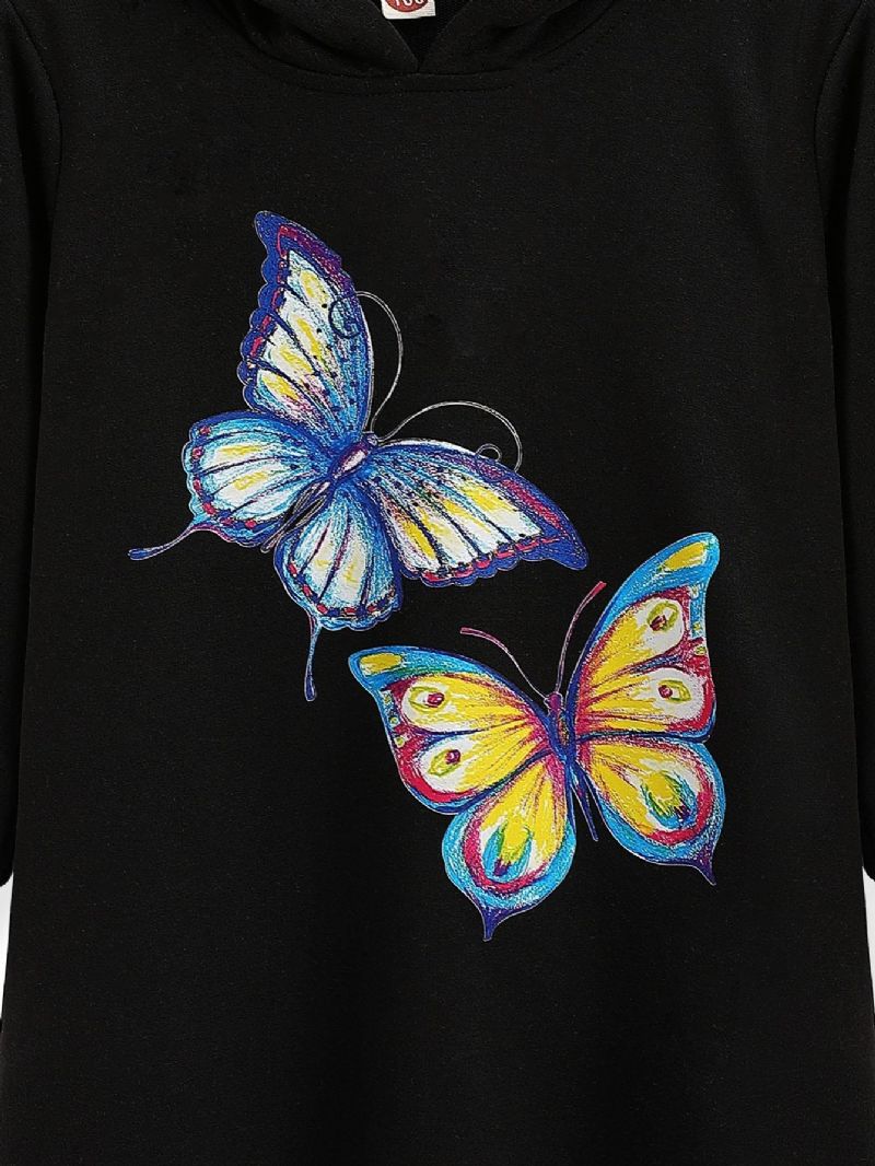 Dívčí Batolecí Šaty S Kapucí Butterfly Print Na Podzim Zima Nové