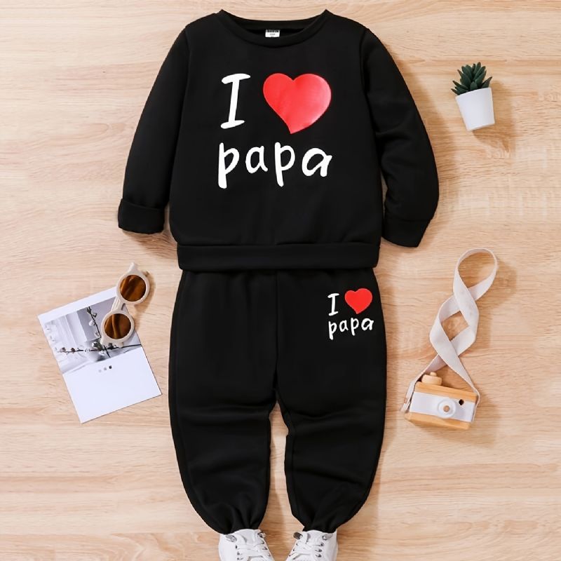 Dívčí Mikina I Love Papa Pullover & Odpovídající Kalhoty Jogger Pants Dětské Oblečení