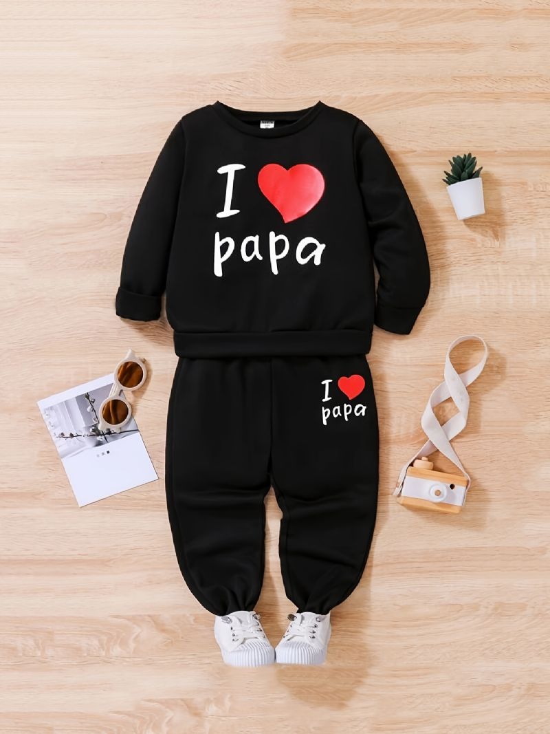 Dívčí Mikina I Love Papa Pullover & Odpovídající Kalhoty Jogger Pants Dětské Oblečení