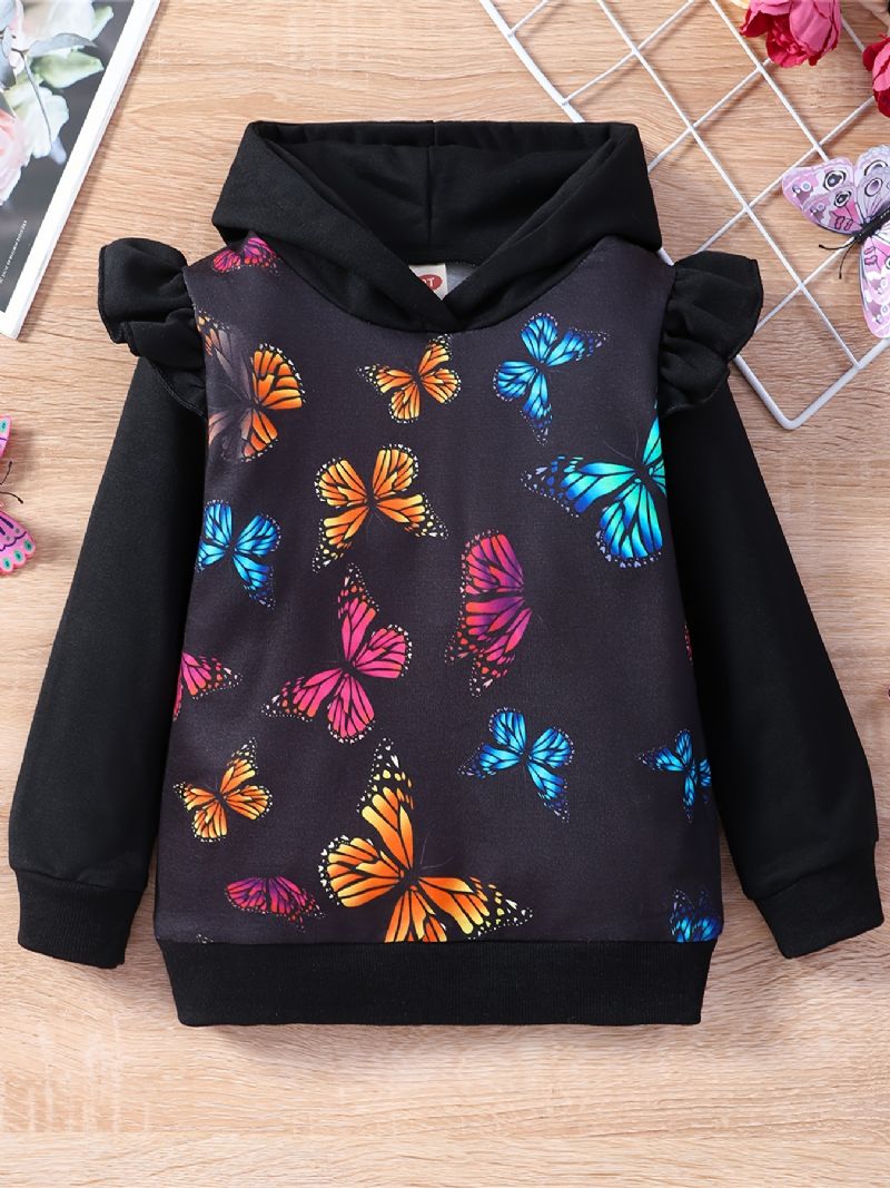 Dívčí Mikina S Kapucí Butterfly Ruffle Dětské Oblečení