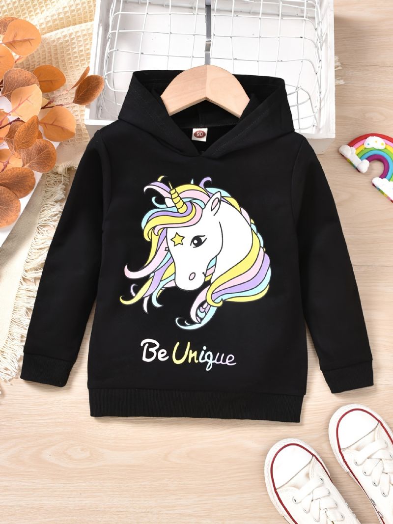 Dívčí Mikina S Kapucí Unicorn Print S Dlouhým Rukávem Dětské Oblečení