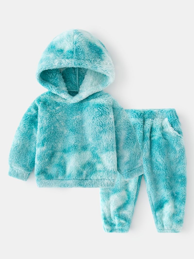 Dětská Kravata Dye Hoodie Plyšová Teplá Mikina A Kalhoty Zimní Pro Dívky Chlapci Dětské Oblečení