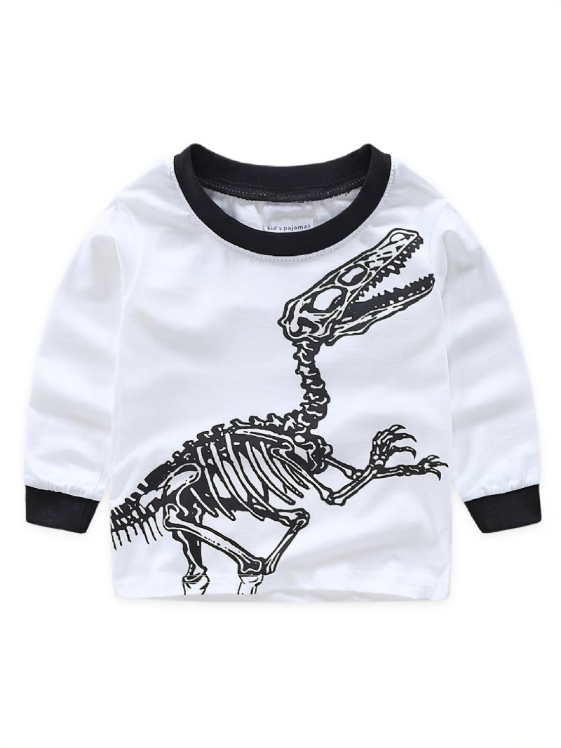 2ks Chlapci Casual Crew Neck Dinosaur Print Pyžamové Sady Dětské Oblečení