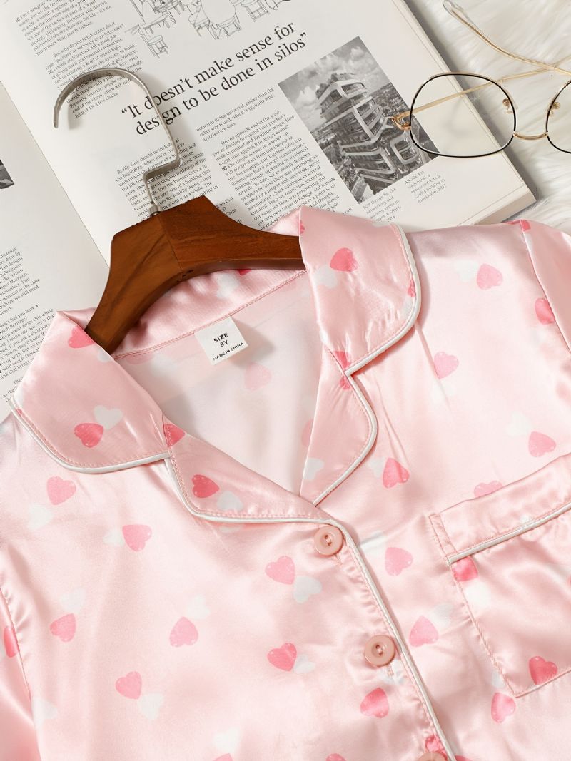 2ks / Sada Dívky Loungewear Pyjama Set With Heart Print