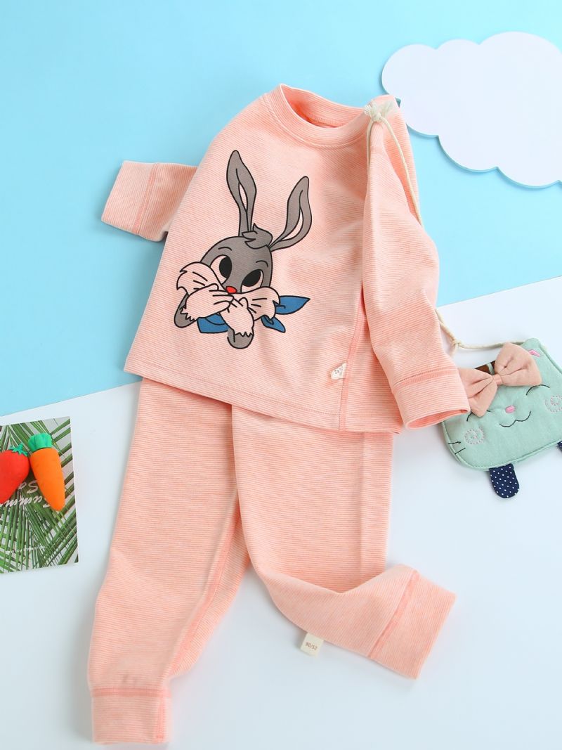 Dívčí Cartoon Rabbit Top + Kalhoty Pyžamo Set Dětské Oblečení