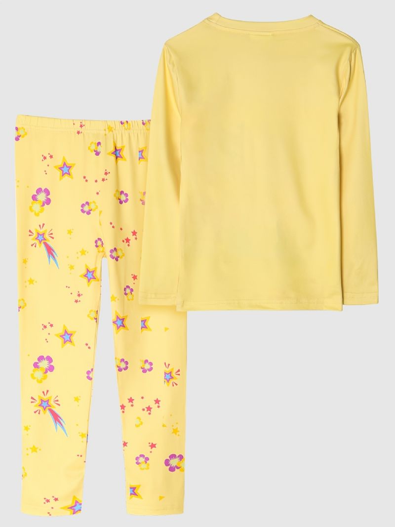 Dívčí Pyžamo Family Outfit Mořská Panna Potisk S Kulatým Výstřihem Dlouhý Rukáv Top & Kalhoty Set Dětské Oblečení