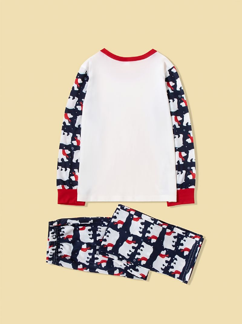 Dívčí Pyžamo Rodinný Outfit Vánoční Potisk S Kulatým Výstřihem Dlouhý Rukáv Top & Kalhoty Set Dětské Oblečení
