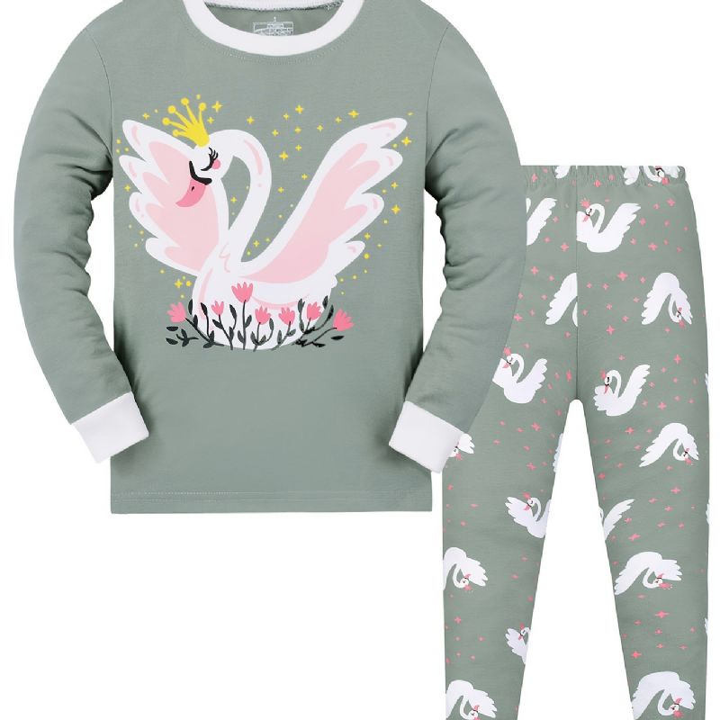 Dívčí Souprava Mikina + Kalhoty Swan Dětské Oblečení Pyžamo Set Lounge Wear Homewear