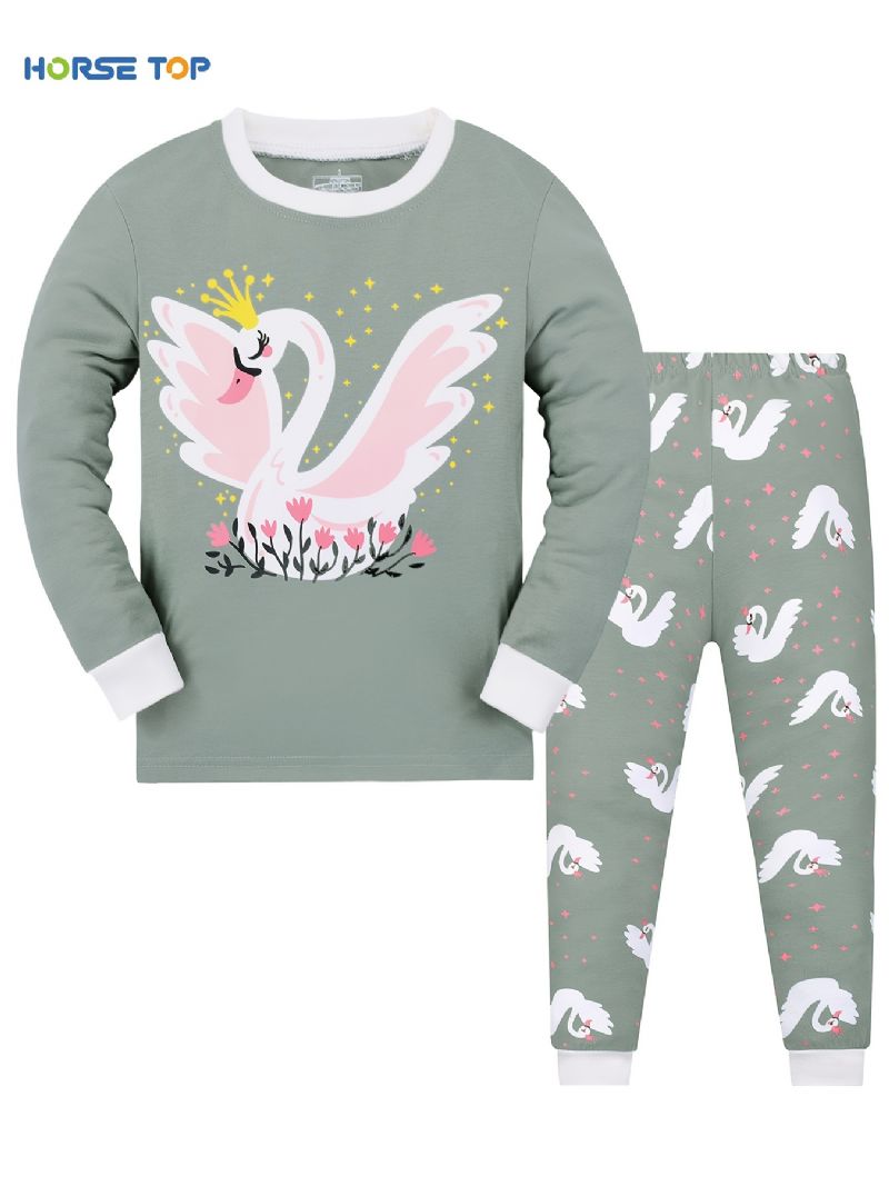 Dívčí Souprava Mikina + Kalhoty Swan Dětské Oblečení Pyžamo Set Lounge Wear Homewear