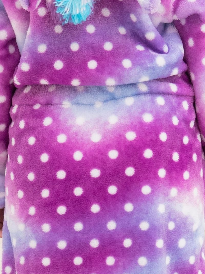 Dívčí Župan Unicorn S Kapucí Fialová Galaxy Dots Fleece Dětské Oblečení Na Spaní