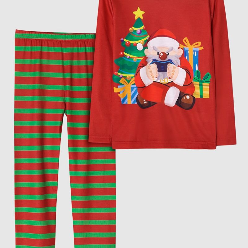 Dětské Chlapecké Pyžamo Vánoční Potisk S Kulatým Výstřihem A Dlouhým Rukávem