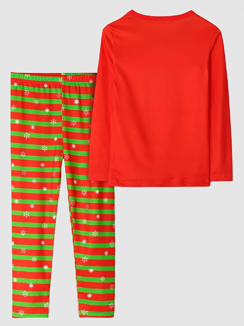 Dětské Dívčí Pyžamo Vánoční Stromeček Potisk Jednorožec Tričko S Kulatým Výstřihem A Dlouhým Rukávem Sada Kalhot S Proužkem