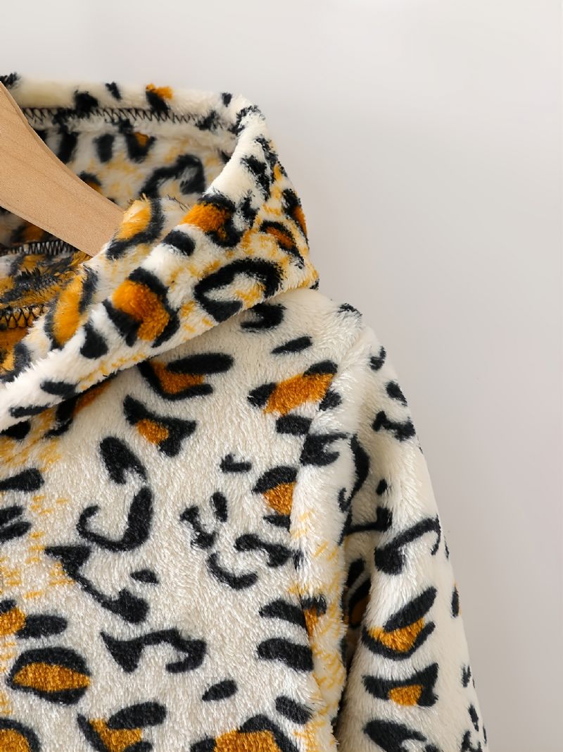 Dětské Flanelové Pyžamo S Kapucí Na Zip S Leopardím Vzorem