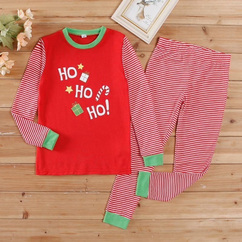 Dětské Pyžamo Rodinný Outfit Vánoční Potisk Top S Kulatým Výstřihem A Dlouhým Rukávem Sada Kalhot Pro Chlapce Dívky Oblečení