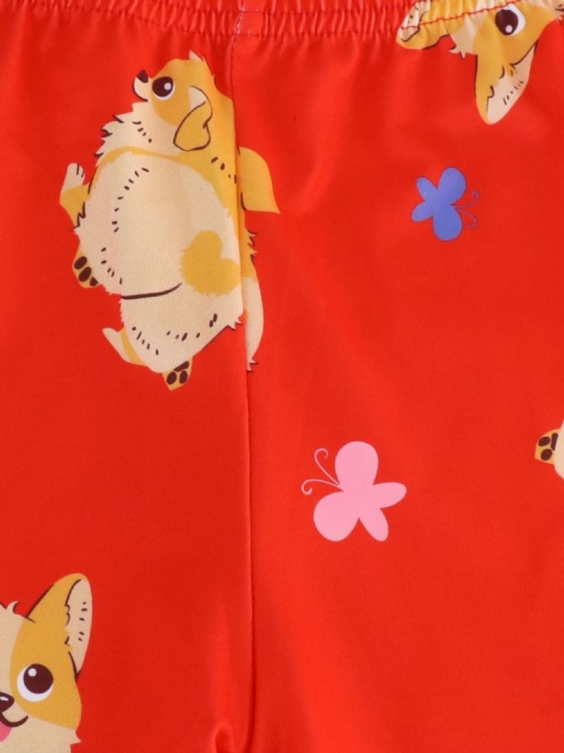 Dětské Pyžamo Roztomilý Pes Butterfly Potisk S Kulatým Výstřihem Dlouhý Rukáv Top & Kalhoty Set Pro Dívky