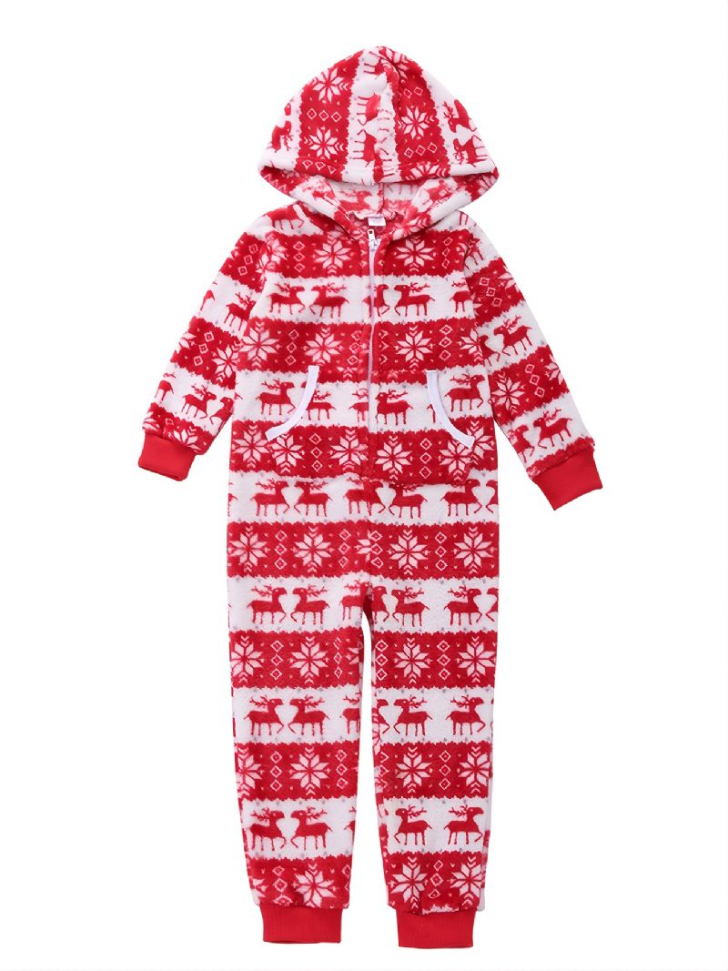 Podzim Zima Nové Dívčí Chlapci Flanel Deer Printed Christmas Jednodílné Pyžamo