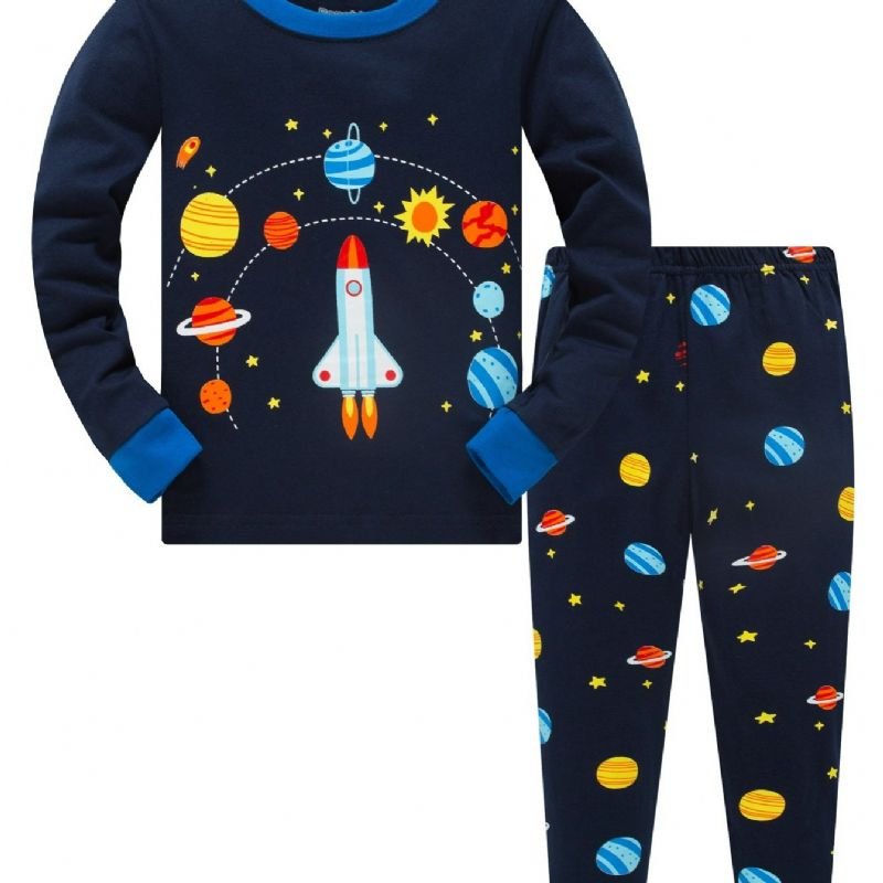 Popshion 2ks Chlapci Rocket Astronaut Star Universe Planet Pyžamo S Dlouhým Rukávem