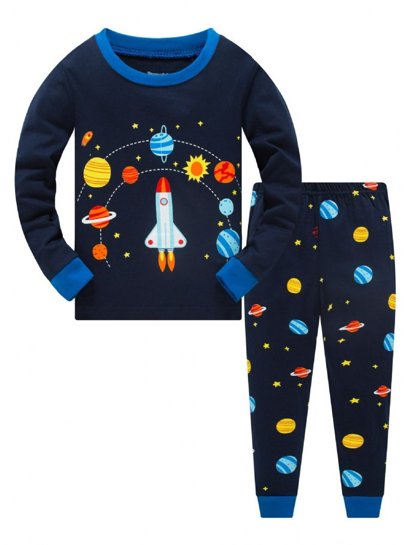 Popshion 2ks Chlapci Rocket Astronaut Star Universe Planet Pyžamo S Dlouhým Rukávem