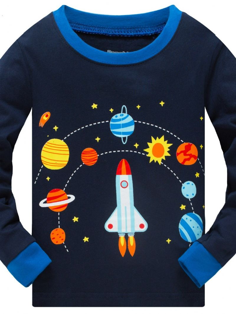 Popshion 2ks Chlapci Rocket Astronaut Star Universe Planet Pyžamo S Dlouhým Rukávem