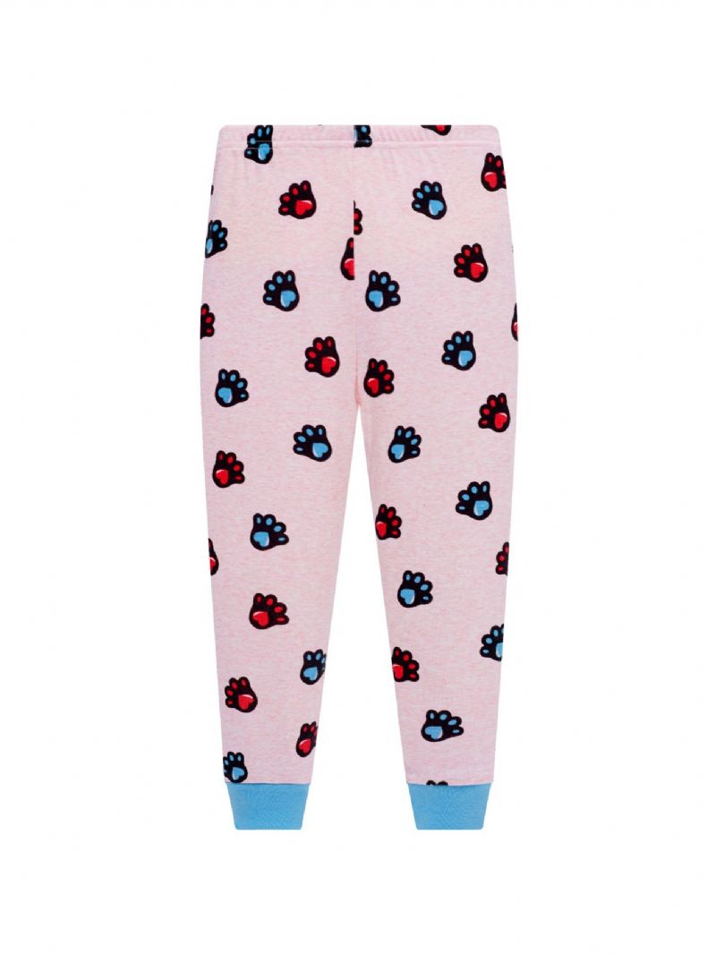 Popshion 2pcs Dívky Cat Aniaml Cartoon Pattern Top & Cat Paw Print Set Pyžamových Kalhot