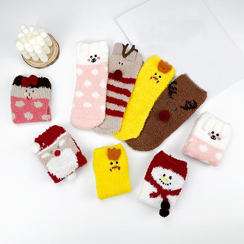 1 Pár Dětských Vánočních Ponožek Teplé Ponožky Na Podlahu Dětské