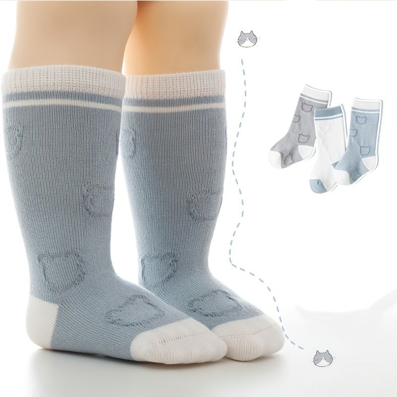 3 Páry Kojenecké Ponožky Batole Unisex Kreslený Potisk 6-12 Měsíců 1-6 Let Mid Tube Socks Dětské