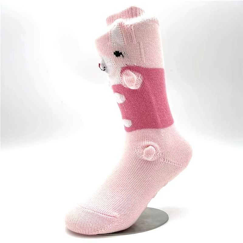 3ks Dětské Ponožky Dívčí Cartoon Rabbit Protiskluzové Crew Socks