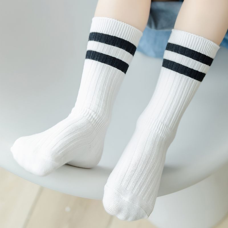 3páry Dětské Ponožky Bavlněné Pruhované Crew Teplé Zimní Pro Chlapce Dívky