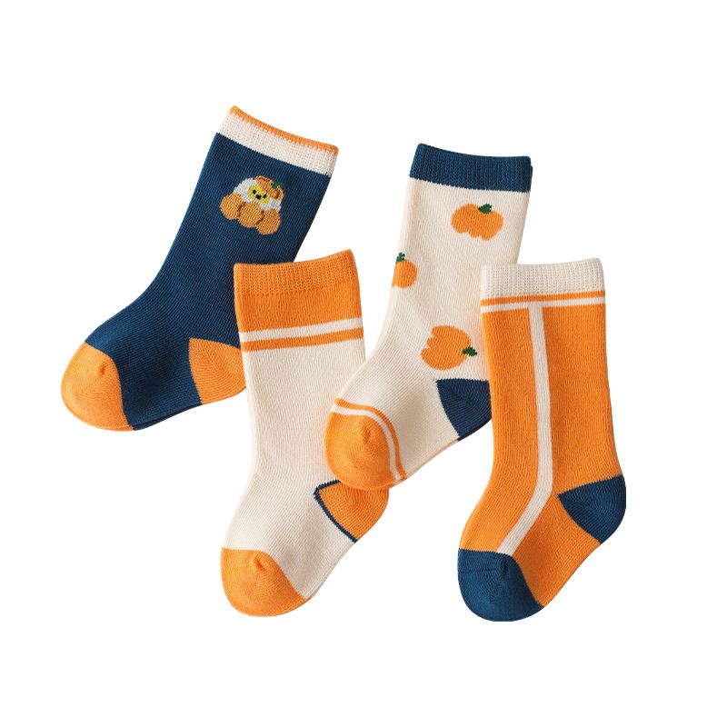 4 Páry Kojeneckých Ponožek 6-12 Měsíců 1-6 Let Unisex Ovoce Pro Batolata Kreslený Barevně Ladící Novorozenecké Dětské Podlahové Ponožky Středové