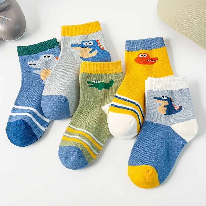 5 Párů Chlapeckých Bavlněných Ponožek Roztomilé Kreslené Ponožky