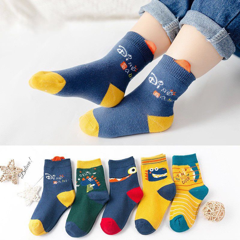 5 Párů Chlapeckých Bavlněných Ponožek Roztomilé Kreslené Ponožky