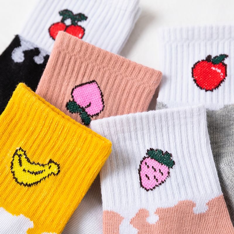 5 Párů Dětské Ponožky Fruit Print Cotton Crew Teplé Zimní Pro Chlapce A Dívky