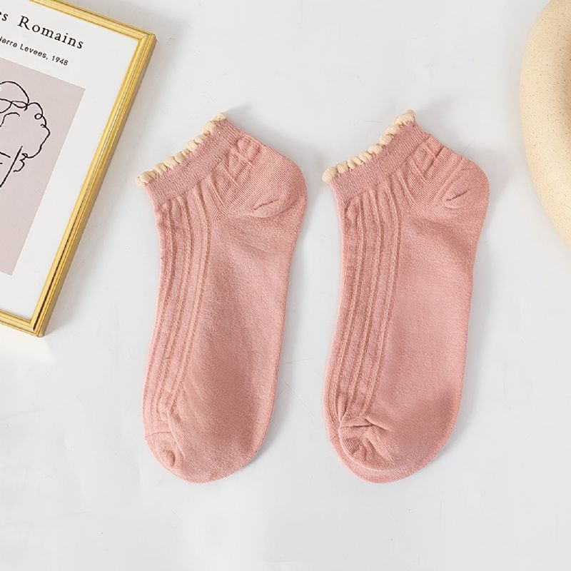 5 Párů Dětských Jednobarevných Kotníkových Ponožek Pro Dívky