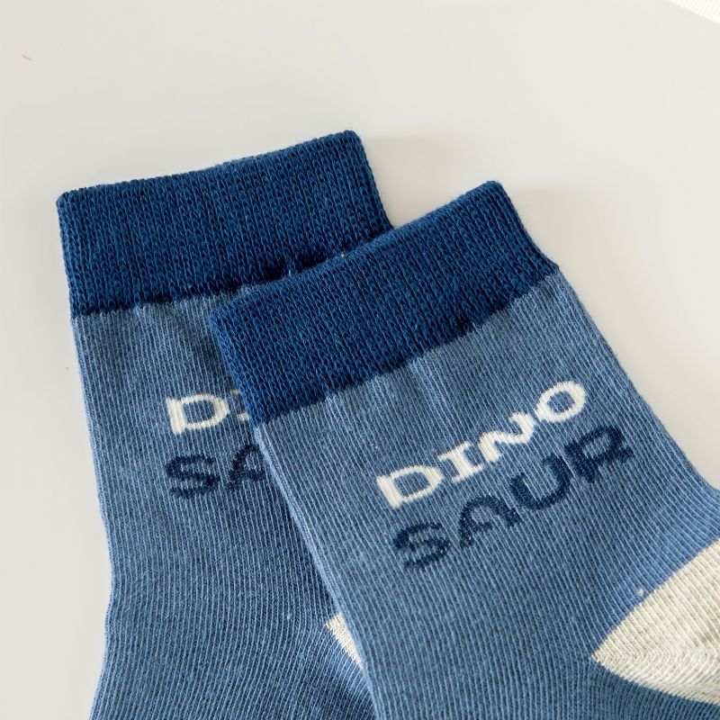 5 Párů Pruhované Kreslené Chlapecké Ponožky Dinosaur Cotton Děti Crew Socks