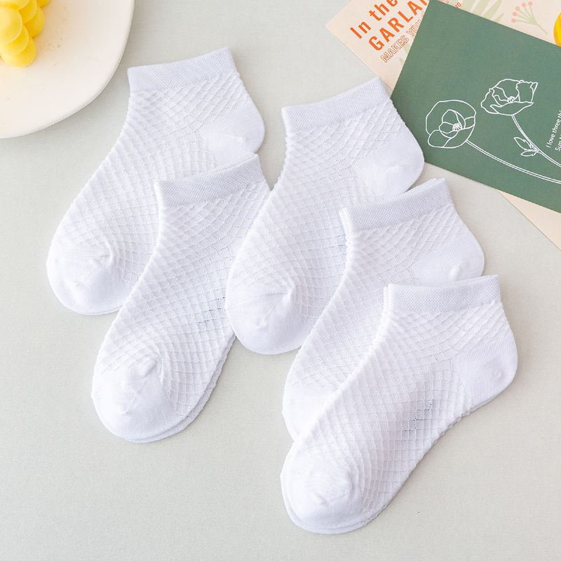 5ks Jednobarevné Ponožky Pro Chlapce A Dívky Bílé