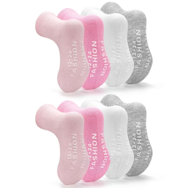 8 Párů Dětské Ponožky Jednobarevné Teplé Bavlněné Protiskluzové Crew Pro Chlapečky Dívky Zimní