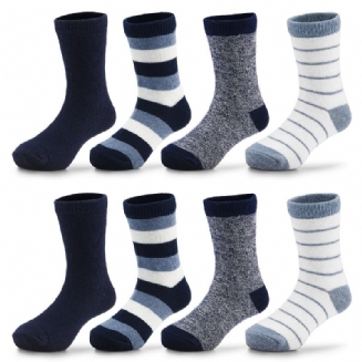 8párů Dětských Ponožek Pruhované Pevné Bavlněné Ponožky Teplé Zimní Pro Chlapce A Dívky