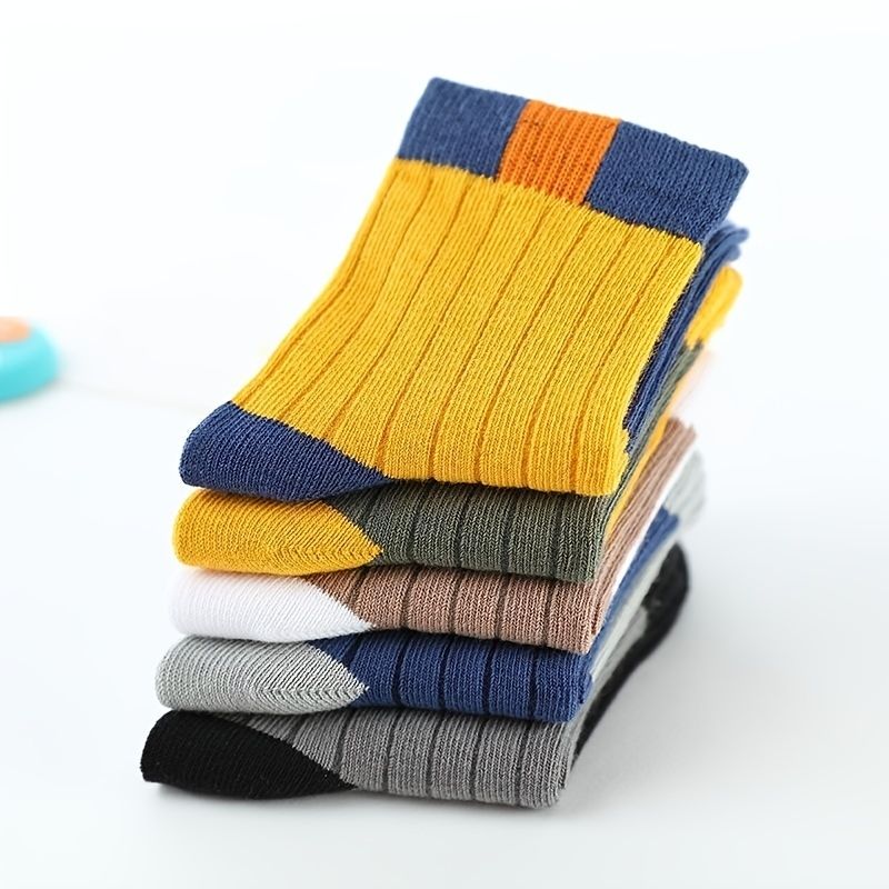 Dětské Chlapecké Ponožky Zimní Pruhované Barevné 5 Párů